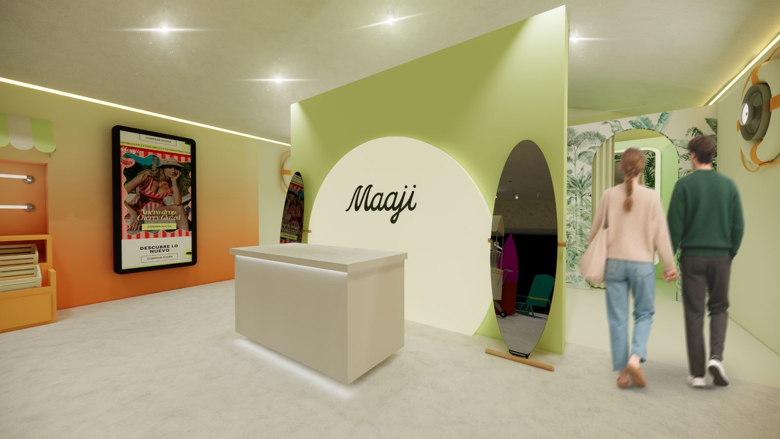 Maaji — área de bienvenida y caja